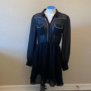 Black sheer cotton on goth button up minidress small